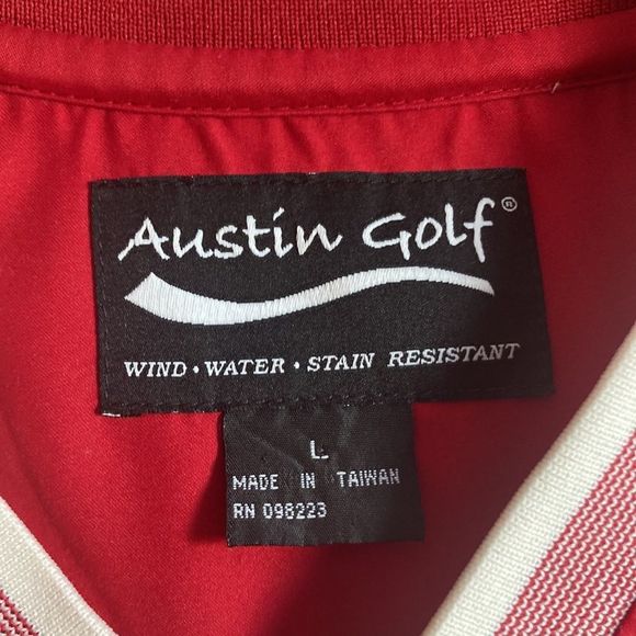 Mens Austin Golf L Red Golf Vest Pockets V Neck Stain Resistant Activewear - Picture 3 of 10